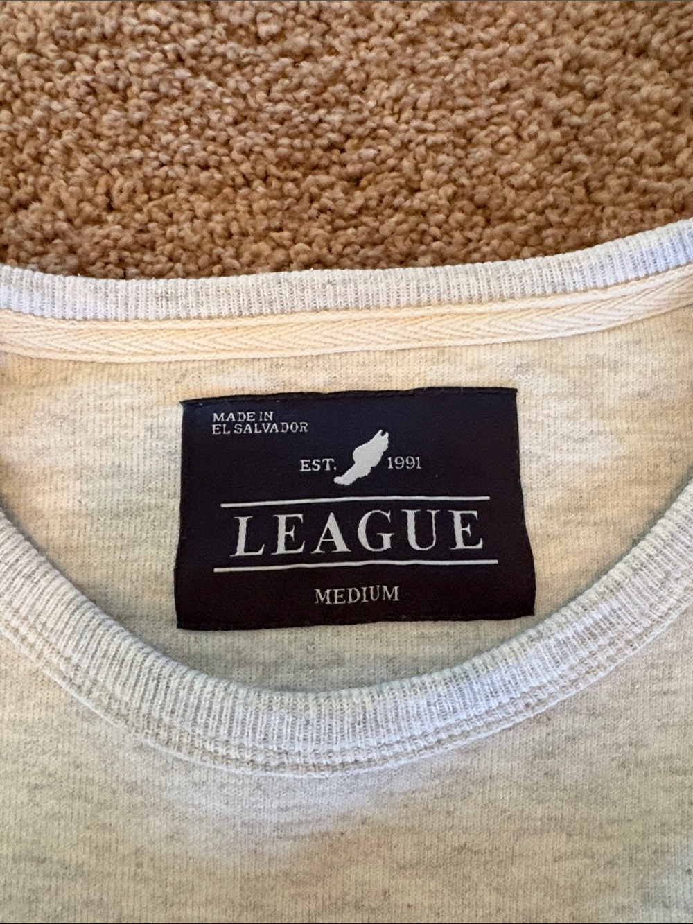 League Michigan Light Gray Crewneck Sweatshirt with Navy Print - Picture 3 of 5